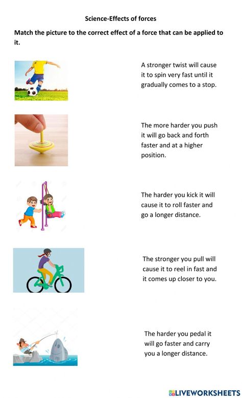 Force And Motion Worksheets, Types Of Forces, Forces And Motion, Ks2 Science, Living And Nonliving, Second Grade Science, Kindergarten Phonics Worksheets, Conversation Cards, Force And Motion