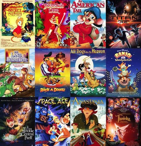 Don Bluth films Rock A Doodle, Old Cartoon Movies, An American Tail, Non Disney Princesses, Space Ace, All Dogs Go To Heaven, Don Bluth, Movie To Watch List, Dreamworks Movies