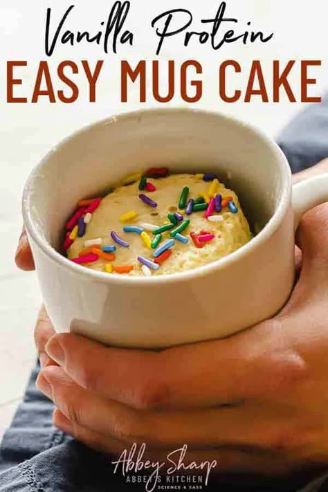 Protein Mug Cake Easy, Mug Cake Protein Powder, Keto Mug Cake Microwave, Protein Powder Cake, Protien Mug Cake, Keri Recipes, Mug Cake Easy, Abbey Sharp, Devotion Protein