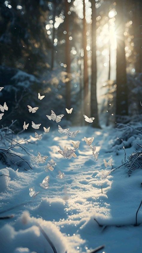 White Landscape Aesthetic, Cute Butterfly Wallpaper Iphone, Butterfly Wallpaper White, Winter Butterfly, Beautiful Butterfly Pictures, Beautiful Scenery Photography, Pretty Wallpapers Tumblr, Dreamy Artwork, Beautiful Butterflies Art