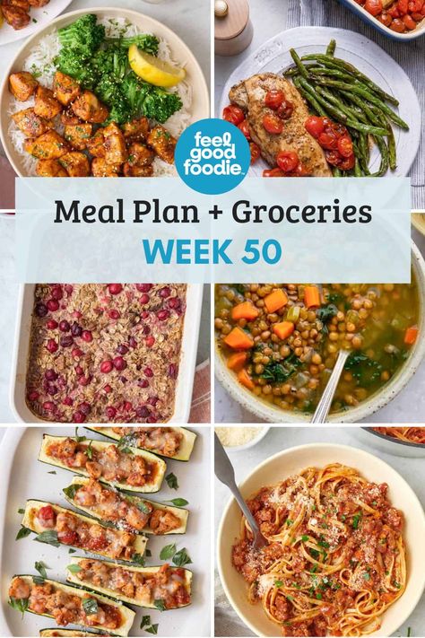 Check out these easy and organized meal plans that include 5 dinner recipes for the week, plus a breakfast and snack/dessert idea you can make any time. | Weekly Meal Plan | Weekly Planner Ideas Organizing Meal Planning, Healthy Week Meal Plan For One, 2 Week Healthy Meal Plan On A Budget, Healthy Weekly Meal Plan For One, Meal Stretching Recipes, Dinners For The Week Planning, 7 Day Healthy Meal Plan On A Budget, 1 Week Meal Plan Healthy, Easy Healthy Meal Plans For The Week