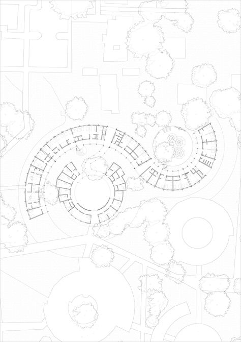 Manuel Herz Architects, Iwan Baan · Tambacounda Hospital · Divisare Maternity Hospital Architecture, Hospital Plan, Public Library Design, Hospital Plans, Circular Buildings, Hospital Architecture, Maternity Hospital, Architecture Sketches, Architecture Design Drawing