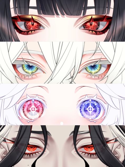 Anime Eye Anatomy, Anime Eyes Angles, Mouth Shape Reference, Vtuber Face Reference, Special Anime Eyes, Manhwa Eyes Tutorial, Round Anime Eyes, Anime Eye Ideas, Anime Eyelashes Drawing