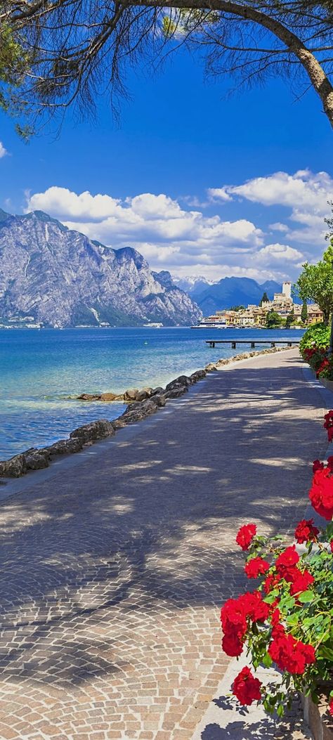 World Most Beautiful Place, Beautiful Town, Scenic View, Lake Garda, Dream Travel Destinations, Alam Yang Indah, Vacation Places, Beautiful Places In The World, Beautiful Places To Travel