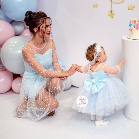 Birthday Dress Photoshoot, Polka Dot Tulle Dress, Dot Tulle Dress, Birthday Party Photoshoot, Baby Dress Wedding, Dresses Photoshoot, Valentine's Day Dance, Mother Daughter Wedding, Mom And Baby Dresses