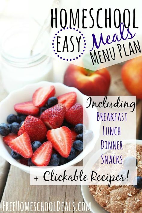 Homeschool Food Ideas, Back To School Meal Ideas, Homeschool Menu Plan, Homeschool Meal Planning, Homeschool Lunch Ideas Meal Planning, Homeschool Snack Ideas, Homeschool Breakfast Ideas, Homeschool Meal Plan, Homeschool Breakfast