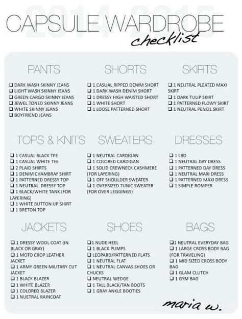 Capsule wardrobe checklist. Looks like a lot of clothes, but my wardrobe includes a lot of things from high school still. I could use to update... Wardrobe Checklist, Capsule Wardrobe Checklist, Diy Outfits, Capsule Closet, Wardrobe Planning, Kate Bosworth, Nicole Richie, Fashion Capsule, Minimalist Wardrobe