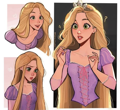 Disney Character Art, Piskel Art, Disney Princess Artwork, Disney Princess Fan Art, Rapunzel Hair, Images Disney, My Reaction, Disney Fanart, Disney Princess Drawings