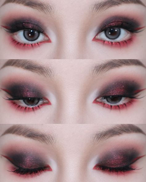 All posts • Instagram Red Eye Makeup Grunge, Black And Red Eyeshadow, Red And Black Eyeshadow, Black And Red Makeup, Red Eye Makeup, Red Eyeshadow, Alternative Makeup, Black Eyeshadow, Red Makeup