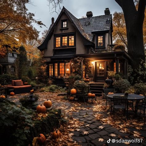 Gothic Cottage, Witchy Cottage, Witchy House, Indoor Fairy Gardens, Autumn Magic, Dream Cottage, Autumn Scenes, Autumn Scenery, Spooky Pumpkin