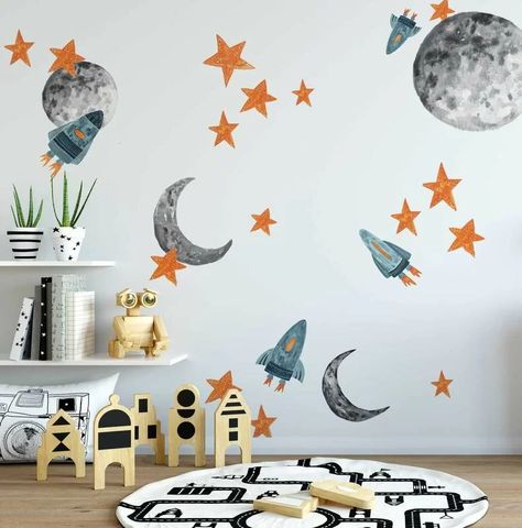 Moon Decal, Space Nursery, Space Room, Removable Wall Decals, Project Nursery, Big Boy Room, Toddler Room, Child's Room, Boy's Room