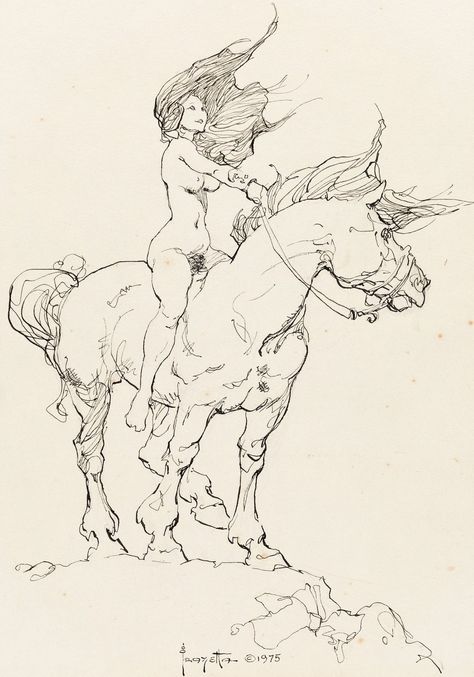 Frank Frazetta Art, Frazetta Art, Frank Frazetta, Gesture Drawing, Wild Woman, Fantasy Artist, Anatomy Art, Horse Art, Art And Illustration