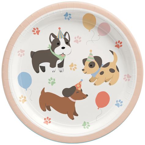 Amscan Pawsome Party Large Paper Plates  (8ct) - Walmart.com 3rd Birthday Puppy Theme, Puppy Birthday Party Decorations, Pup Birthday Party, Dog Themed First Birthday, Puppy Pawty 2nd Birthday, Two Year Old Dog Themed Party, Kids Dog Themed Birthday Party, Dog And Cat Birthday Party, Dog Birthday Party Theme