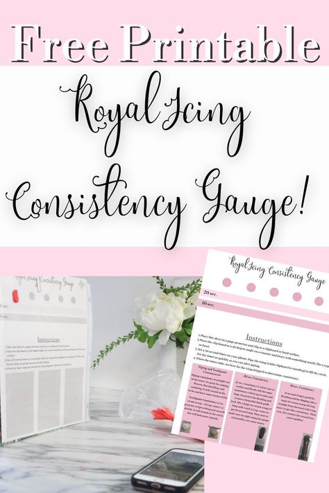 How to use a printable and a clipboard to get perfect royal icing consistency every single time! Royal Icing Consistency Chart, Royal Icing Consistency, Perfect Royal Icing, Royal Icing Cookie Decorating, Icing Consistency, Cookie Decorating Videos, Royal Icing Transfer Sheets, Royal Icing Piping, Royal Icing Sugar Cookies