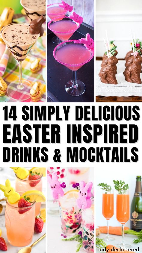 14 Simply Delicious Easter Inspired Drinks & Mocktails Easter Beverages Non Alcoholic, Easter Mocktail Recipe, Easter Themed Drinks, Easter Drinks Non Alcoholic, Easter Mocktails Non Alcoholic, Easter Adult Party, Easter Drinks For Kids, Easter Punch Recipes Non Alcoholic, Easter Drink Ideas