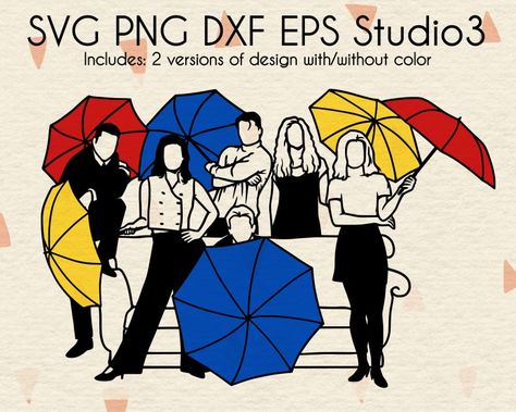 Friends Umbrella, Chandler Joey Ross, Rachel Monica Phoebe, Chandler Joey, Friends Serie, Friends Sketch, Friends Svg, Friend Painting, Friends Thanksgiving