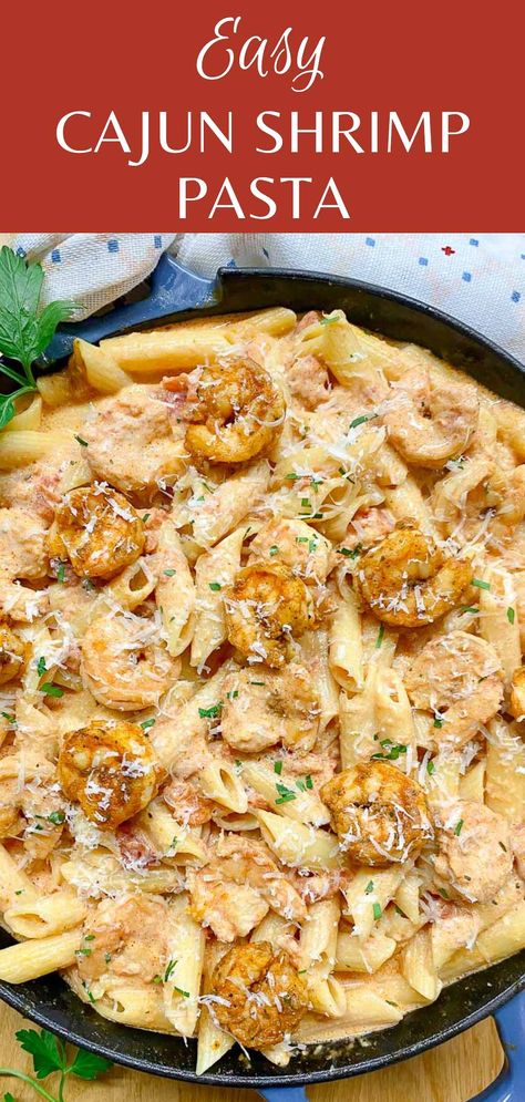 Cajun Shrimp Pasta Pasta In Air Fryer, Pasta In Oven, Easy Cajun Shrimp, Cajun Pasta Recipes, Reheat Pasta, Shrimp Pasta Recipes Easy, Shrimp Pasta Recipe, Easy Cajun, Cajun Shrimp Pasta