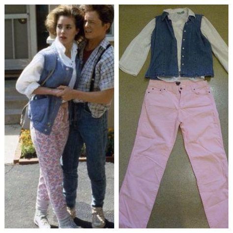 Jennifer Back To The Future Costumes, Doc And Marty Mcfly Couple Costume, Jennifer And Marty Mcfly Costume, Back To The Future Inspired Outfits, Back To The Future Outfit Ideas, Jennifer Back To The Future, Jennifer Parker Costume, Marty Mcfly And Jennifer, Future Costume Ideas