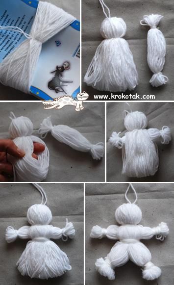 fonalból Baba Marta, Hantverk Diy, Yarn Dolls, Diy Yarn Crafts, Angel Crafts, Pom Pom Crafts, Yarn Diy, 자수 디자인, Wool Crafts