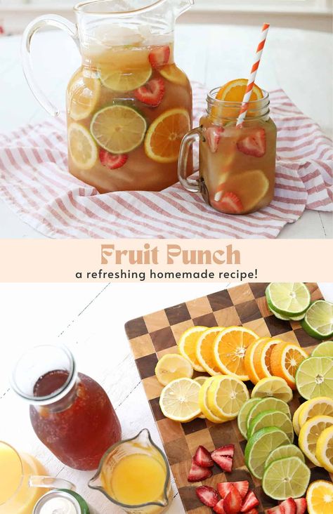 Fruit Punch - A Beautiful Mess Homemade Fruit Punch, Roy Rogers Drink, Sparkling Punch, Fruit Punch Recipe, Orange Julius Recipe, Orange Julius, Italian Soda, Orange Cranberry, Sparkling Drinks