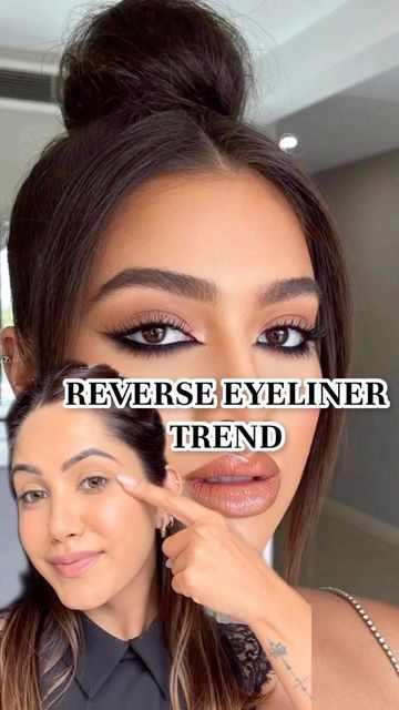 #POPxoBeauty on Instagram: "Trend Alert: #ReverseEyeliner👀 . Add depth to your #eyemakeup with this reverse eyeliner trick as demonstrated by our in-house Beauty Creator @_vanshikadawar_ to make a statement. Use these products we love to try it out: ✨@maccosmeticsindia Technakohl Liner (Rs 1500)⁣ ✨@nykaabeauty Eyes On Me! 4 in 1 Quad Eyeshadow Palette - Night Out (Rs 349) . Tag a friend who loves #eyeliner😍 . #POPxoMakeupMasterclass #makeup #eyeliner #reverseeyeliner #eyes #makeup #makeuptutor Reverse Eyeliner Tutorial, Reverse Liner, Reverse Eyeliner, Smoky Eyeliner, Eye Liner Tricks, Eyeliner Makeup, Eyeliner Tutorial, No Eyeliner Makeup, Eyes On Me