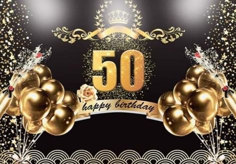 50th Birthday Background, 50th Golden Birthday, 45th Birthday Ideas, Birthday Backdrop Design, Birthday Tarpaulin Design, Ornament Decorating, 50th Birthday Banner, Banner For Party, Birthday Background Design