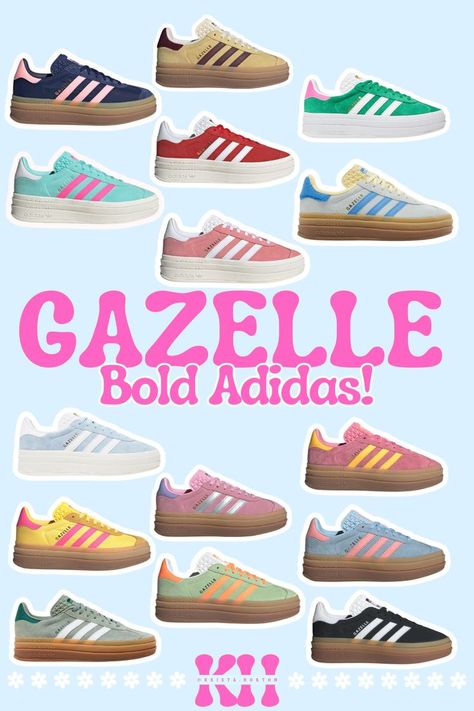 These summer sneakers from Adidas are so cute!! I'm obsessed with gazelle bold sneakers and all of the cute Adidas sneakers for summer - these can go with any outfit to add a pop of color!! Shop my favorite Adidas gazelles here! Cute Gazelles, How To Style Adidas Gazelle, Stolckom Style, Adidas Gazelle Bold Outfit, Gazelle Bold Outfit, Trendy Mom Outfits Summer, Jean Shorts Outfit Summer, Concert Outfit Night, Everyday Summer Outfits