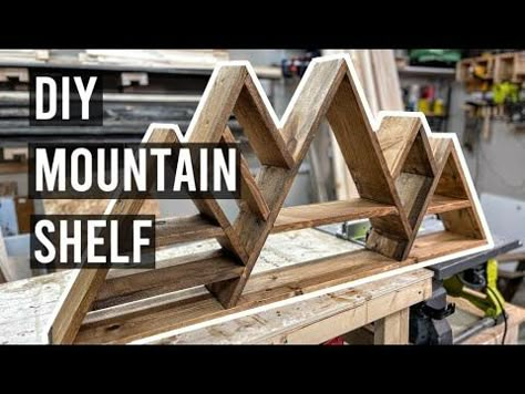 DIY Mountain Shelf + Free Plans | DIY Woodworking Project - YouTube Wood Mountain Wall Shelf Diy, Mountain Shelves Diy, Mountain Shelf Diy Plans, Diy Mountain Decor, Mountain Shelf Diy, Mountain Bookshelf, Diy Wood Wall Shelf, Diy Crystal Shelf, Wood Mountain Shelf