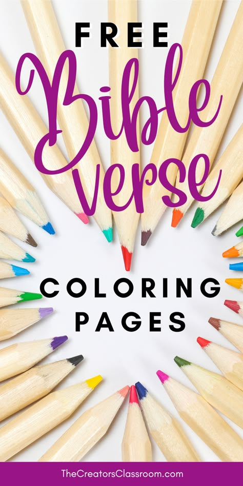 Photo of colored pencils and the caption, "Free Bible verse coloring pages." Free Scripture Coloring Pages, Bible Coloring Pages For Adults, Scripture Coloring Pages Printables Free, Bible Art Journaling Free Printables, Scripture Journaling Printables, Bible Art Ideas, Free Coloring Pages Printables Adults, Psalm 23 Bible Journaling, Christian Coloring Pages For Adults