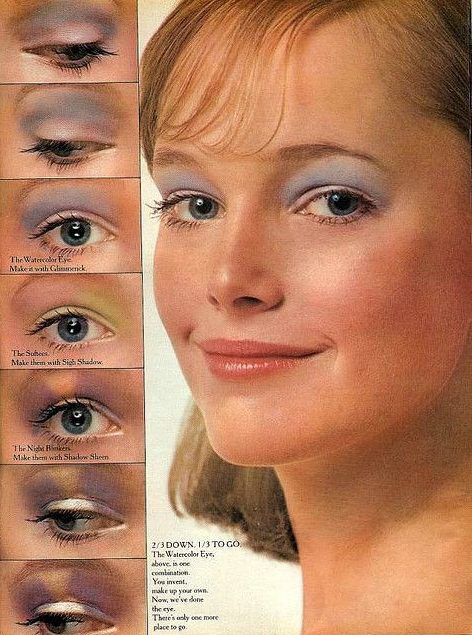 70 Makeup 1970s, 1970’s Makeup, 1970 Makeup, 70s Make Up, 1970s Makeup, 60s Aesthetic, 70s Makeup, Makeup Ads, Farrah Fawcett