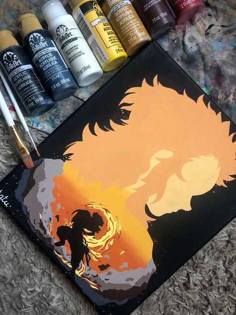 Rengoku Canvas Painting, Acrylic Painting Ideas Anime, Demon Slayer Acrylic Painting, Anime Painting Acrylic Canvas, Demon Slayer Painting Easy, Demon Slayer Painting Canvas, Deep Painting Ideas, Demon Slayer Canvas Painting, Rengoku Painting