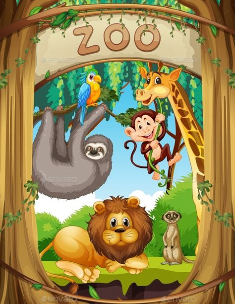 Wild Animals in The Zoo #Wild, #Animals, #Zoo Cartoon Zoo Animal Drawings, Zoo Drawing Ideas, Zoo Drawing For Kids Easy, Zoo Drawing For Kids, Cartoon Pictures For Kids, Zoo Pictures Ideas, Zoo Wallpaper, Zoo Images, Zoo Cartoon