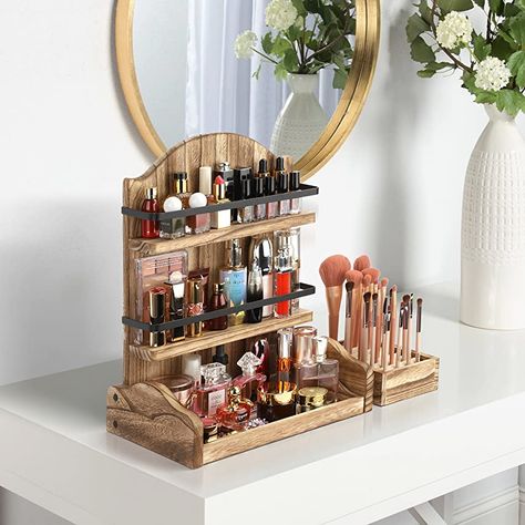 AmazonSmile: Small Makeup Organizers and Storage for Vanity – Bathroom Counter Organizers and Storage – Dresser Bathroom Organizer Countertop – Cosmetic Storage Organizer Skincare Skin Care Bamboo Desk Drawers : Beauty & Personal Care Makeup Organizer Diy, Room Organizers, Wood Makeup Organizer, Wooden Makeup Organizer, Organize Bathroom Countertop, Bamboo Makeup, Bathroom Counter Organization, Makeup Stand, Leather Restoration