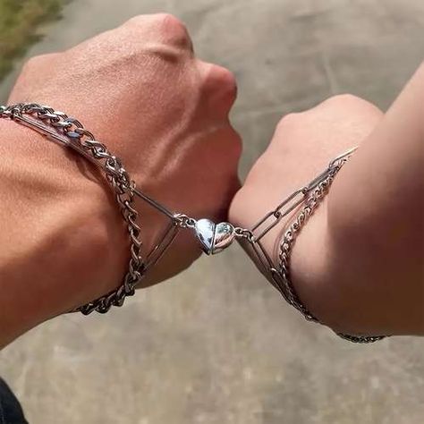 Couples Jewelry Bracelets, Couple Matching Bracelets, Birthdate Tattoo, Matching Jewelry For Couples, Matching Things, Matching Couple Bracelets, Lock Jewelry, Couple Stuff, Couple Items