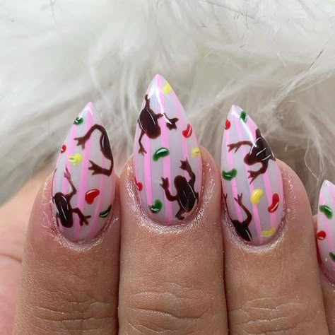 Harry Potter Nails Subtle, Muppet Nail Art, Harry Potter Nails Christmas, Captain Hook Nails, Harry Potter Aesthetic Nails, Disney Nail Inspiration, Musical Theatre Nails, Barney Nails, Luna Lovegood Nails