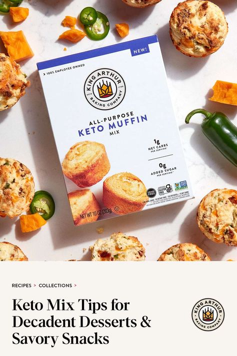 Keto Mix Tips King Arthur Keto Muffin Mix Recipes, King Arthur Keto Wheat Flour Recipes, King Arthur Keto Flour Recipes, Muffin Mix Recipe, Wheat Flour Recipes, Choc Chip Muffins, Keto Flour, King Arthur Flour Recipes, Keto Cookie Recipes