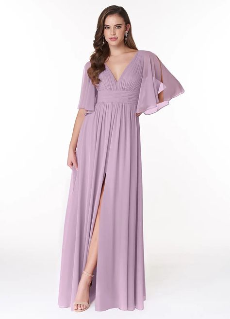 Wisteria Azazie Temeka Bridesmaid Dresses | Azazie Dusk Bridesmaid Dress, Wisteria Bridesmaid Dresses, Sky Blue Bridesmaid Dresses, Dark Navy Bridesmaid Dresses, Royal Blue Bridesmaid Dresses, Lavender Bridesmaid Dresses, Lilac Bridesmaid Dresses, Full Maxi Skirt, Floor Length Chiffon Bridesmaid Dresses