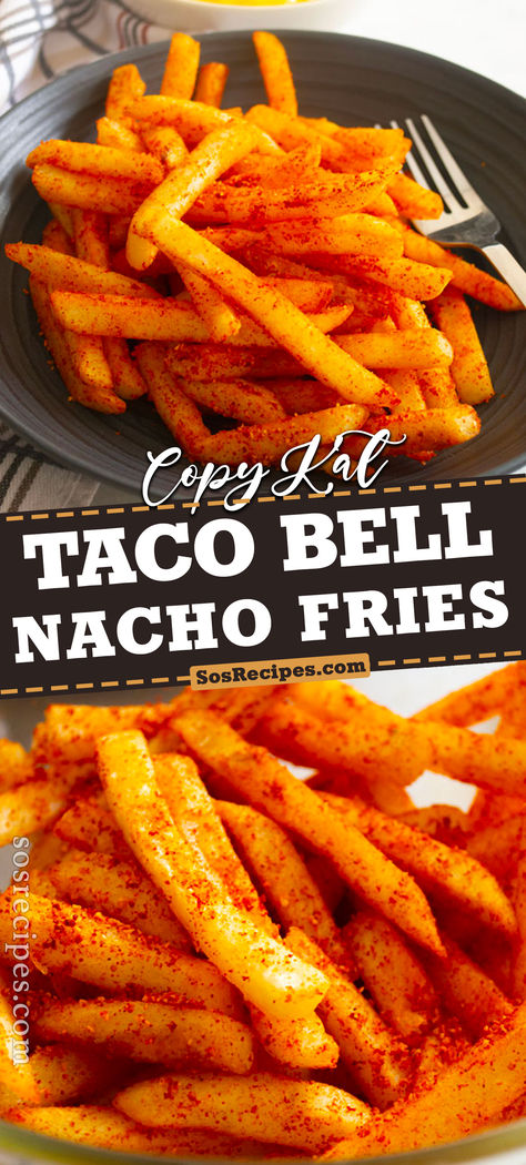 This copycat Taco Bell nacho fries is easy to make and enjoy whenever you’re craving some. Nothing is better than crispy fries dipped in cheese. Taco Bell Loaded Fries, Food Recipes French Fries, Homemade Taco Bell Nacho Fries, Nacho Fries Taco Bell Recipe Air Fryer, Diy Fast Food Recipes, How To Make Taco Bell Nacho Fries, Taco Bell Nacho Fries Seasoning Recipe, Fast Food Copycats, Super Good Dinner Recipes