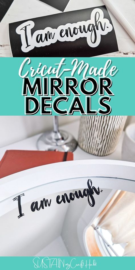 Make a statement with mirror decals for teens! Create unique, motivational designs using Cricut that will inspire and uplift every day. #sustainmycrafthabit #mirrordecalsforteens #cricutcrafts Mirror Sayings Inspiration, Mirror Mirror On The Wall Quotes Funny, Cricut Mirror Decals, Mirror Mirror On The Wall Quote, Mirror Quotes Inspirational, Cricut Mirror Projects, Mirror Quotes Funny, Custom Mirrors Diy, Vinyl On Mirror