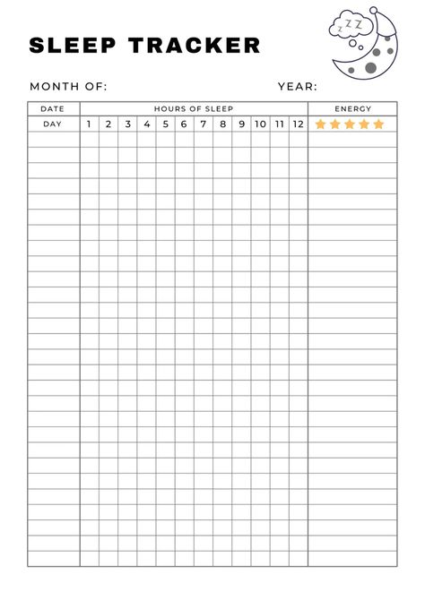 Sleep Tracker Template, Printable Sleep Tracker, Energy Tracker, Mood Tracker Digital, Sleep Diary, Sleep Chart, Sleep Log, Creating A Bullet Journal, Bullet Journal Mood Tracker Ideas