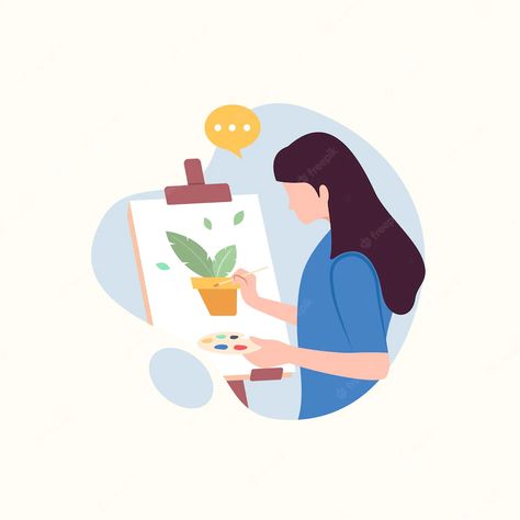 Premium Vector | Woman artist painting a plant vector illustration Woman Artist Painting, Pp Cute, Plant Clip Art, Presentation Pictures, Clip Art Design, Woman Artist, Kids Cartoon Characters, Cartoon Artist, Paint Vector