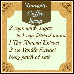 How to make amaretto coffee syrup Amaretto Coffee, Diy Coffee Creamer, Homemade Coffee Syrup, Fabulously Frugal, Coffee Syrups, Homemade Coffee Creamer, Coffee Creamer Recipe, Drink Syrups, Creamer Recipe