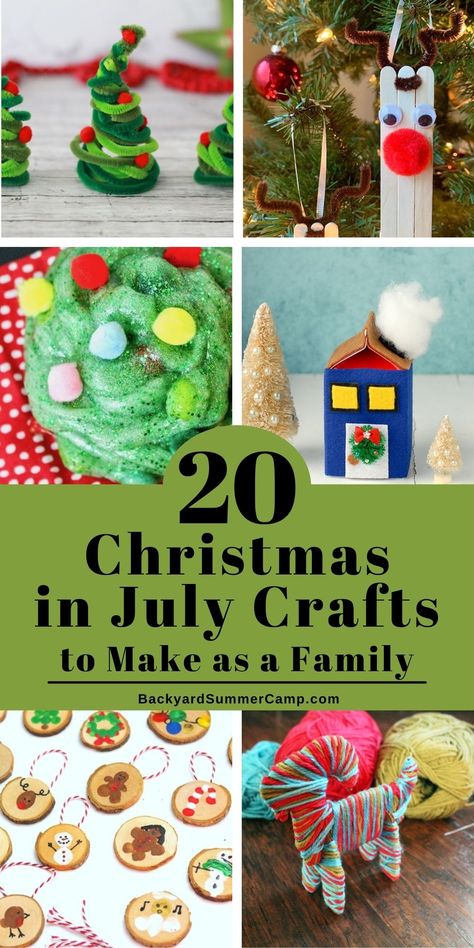 Celebrate a silly summer holiday with your family by doing a few Christmas in July crafts. These easy kids' activities use everyday items. Winter In July Crafts For Kids, Christmas In July Toddler Crafts, Winter In July Activities, Christmas In July Preschool Crafts, Christmas In July Ideas For Kids, Christmas In July Food Ideas For Kids, Christmas In July Gifts Ideas, Christmas In July Party Ideas For Kids, Christmas In July Kids Crafts