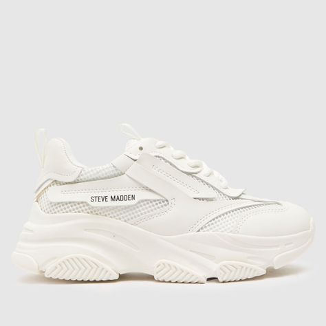 Steve Madden white possession Girls Junior Trainers Steve Madden Trainers, Chunky Shoes Outfit, Pink Cottagecore Dress, Steve Madden Possession, White Steve Madden, Pink Cottagecore, Steve Maddens, Xmas Wishlist, White Kicks