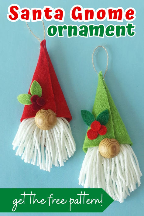 Make your Christmas magical with this adorable DIY felt and yarn gnome ornament tutorial—perfect for kids, adults, and anyone who loves handmade holiday decor! Using just a few materials—felt, yarn, and a wooden bead—you can create a whimsical gnome to hang on your tree or gift to loved ones. Whether you’re crafting with kids or indulging in a relaxing creative moment yourself, this free tutorial will guide you step-by-step to create a delightful handmade keepsake. Gnome Kids Craft, Christmas Gnome Ornament Diy, Felt Gnomes Diy How To Make, Gnome Christmas Ornaments Diy, Handmade Christmas Ornaments For Kids, Yarn Ornaments Diy, Gnome Ornaments Diy, Handmade Ornaments Kids, Christmas Gnome Craft