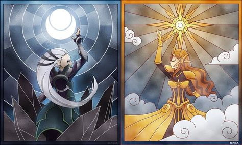 Leona and Diana: Dark vs Light by EvarchaC on DeviantArt Leona And Diana, Sun Vs Moon, Diana Lol, League Of Legends Elo, Sun Character, Leona League Of Legends, Sun Power, League Of Legends Characters, Lol League Of Legends