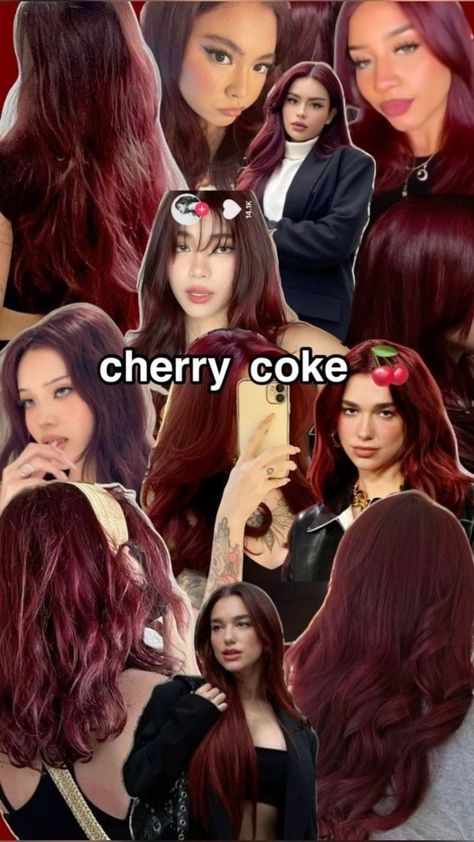 Intense Cherry Red Hair, Hair Color Cherry Red, Garnier Red Hair Color, Wine Colour Hair, Wine Red Hair Aesthetic, Cherry Hair Aesthetic, Deep Cherry Red Hair Burgundy, Aesthetic Hair Colour, Dark Wine Hair