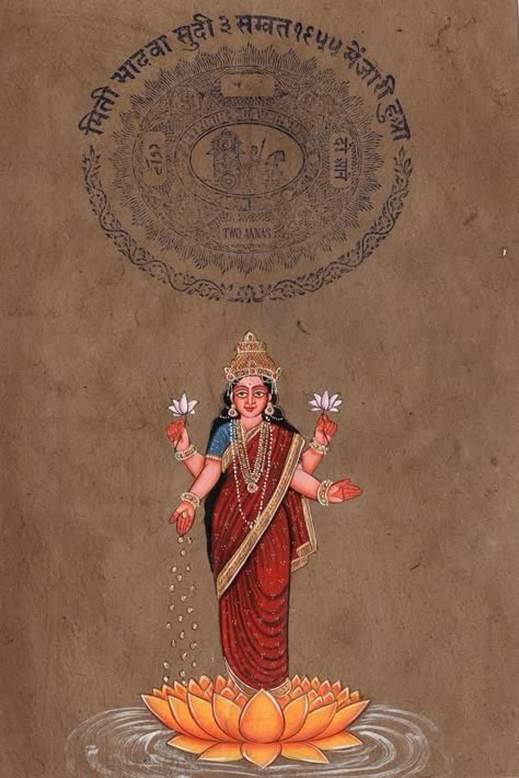 Vintage Hindu Art, Indian Goddess Painting, Laxmi Goddess Wallpapers, Goddess Painting, Lakshmi Mata, Durga Ma, Goddess Of Wealth, Indian Miniature, Kerala Mural Painting