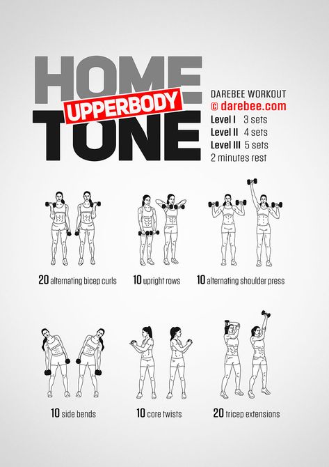 Home Upperbody Tone Workout by #DAREBEE  #fitness #workout #homeworkout #strength #upperbody Tone Workout, Upper Body Workout For Women, Gym Antrenmanları, Upper Body Workouts, Dumbell Workout, Arm Workouts, Body Workout At Home, Workout Plan For Women, Ab Workout At Home