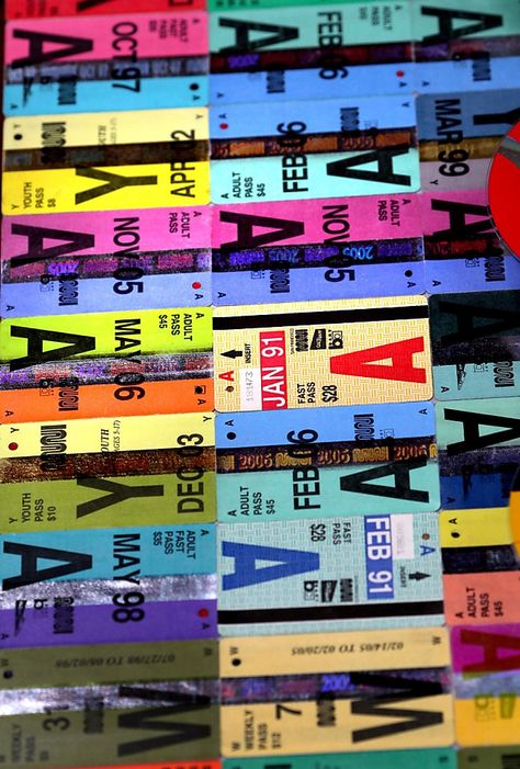 Four years ago, John Kuzich started posting flyers around San Francisco neighborhoods asking people to send him their old Municipal Railway Fast Passes for an art project. [...] more than 15,000 of the wallet-size monthly fare cards have shown up in Kuzich's mailbox or were delivered in person. Placed side by side in his colorful collages, Kuzich says the passes represent San Francisco's shared Muni experience. [...] each pass once belonged to an individual passenger, each with a distinct ide San Francisco Neighborhoods, Fast Pass, Side By Side, Public Transport, Mailbox, Art Project, Card Art, Passenger, Art Projects